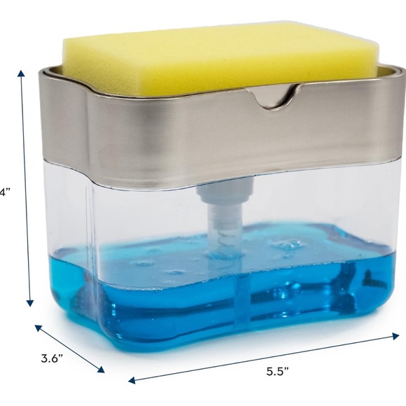 NEW IN BOX Dish Soap Dispenser & Sponge Holder for Kitchen Sink Sponge Included - Picture 5 of 9